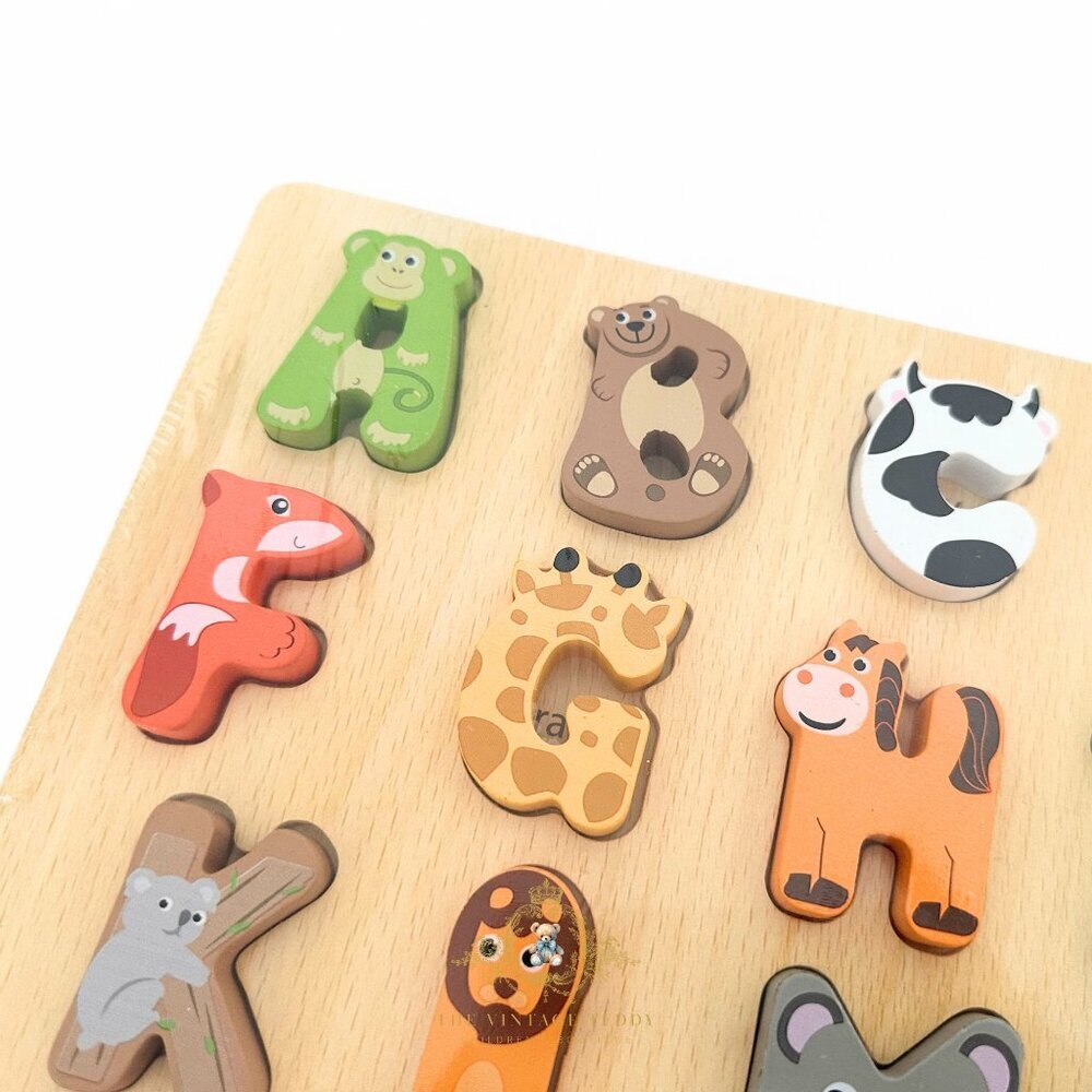 NWT Cute Wooden Alphabet Animal Characters Fun Play Set Kids Early Learning Toys - Picture 3 of 4